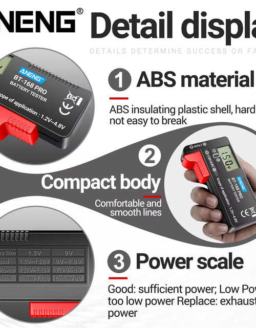 Load image into Gallery viewer, BT-168 PRO Digital Lithium Battery Capacity Tester Checkered Load Analyzer Display Check AAA AA Button Cell Universal Test
