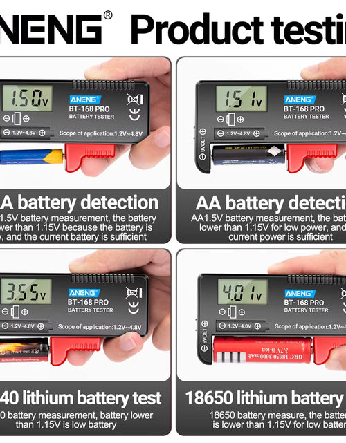 Load image into Gallery viewer, BT-168 PRO Digital Lithium Battery Capacity Tester Checkered Load Analyzer Display Check AAA AA Button Cell Universal Test
